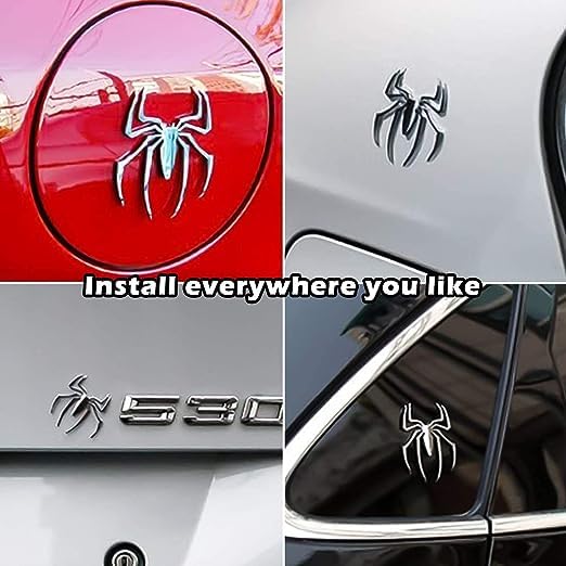 Image of VRT 3D Chrome Emblem Automotive Car, Bike Badges Logo Self Adhesive Sticker (Spider, Red)