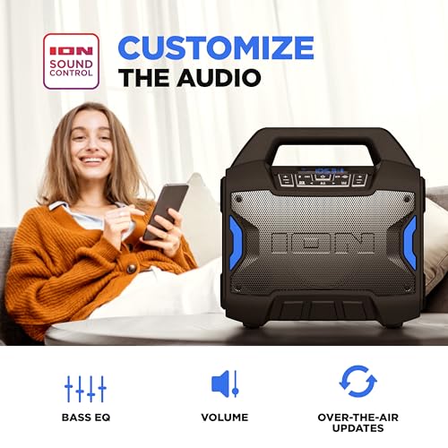 ION Tailgater Boom - Outdoor Portable Bluetooth Speaker with Mic in, FM Radio, USB Port, Battery, IPX5 Water-Resistant, Wireless Stereo-Link, App, 60W by ION - Image 5
