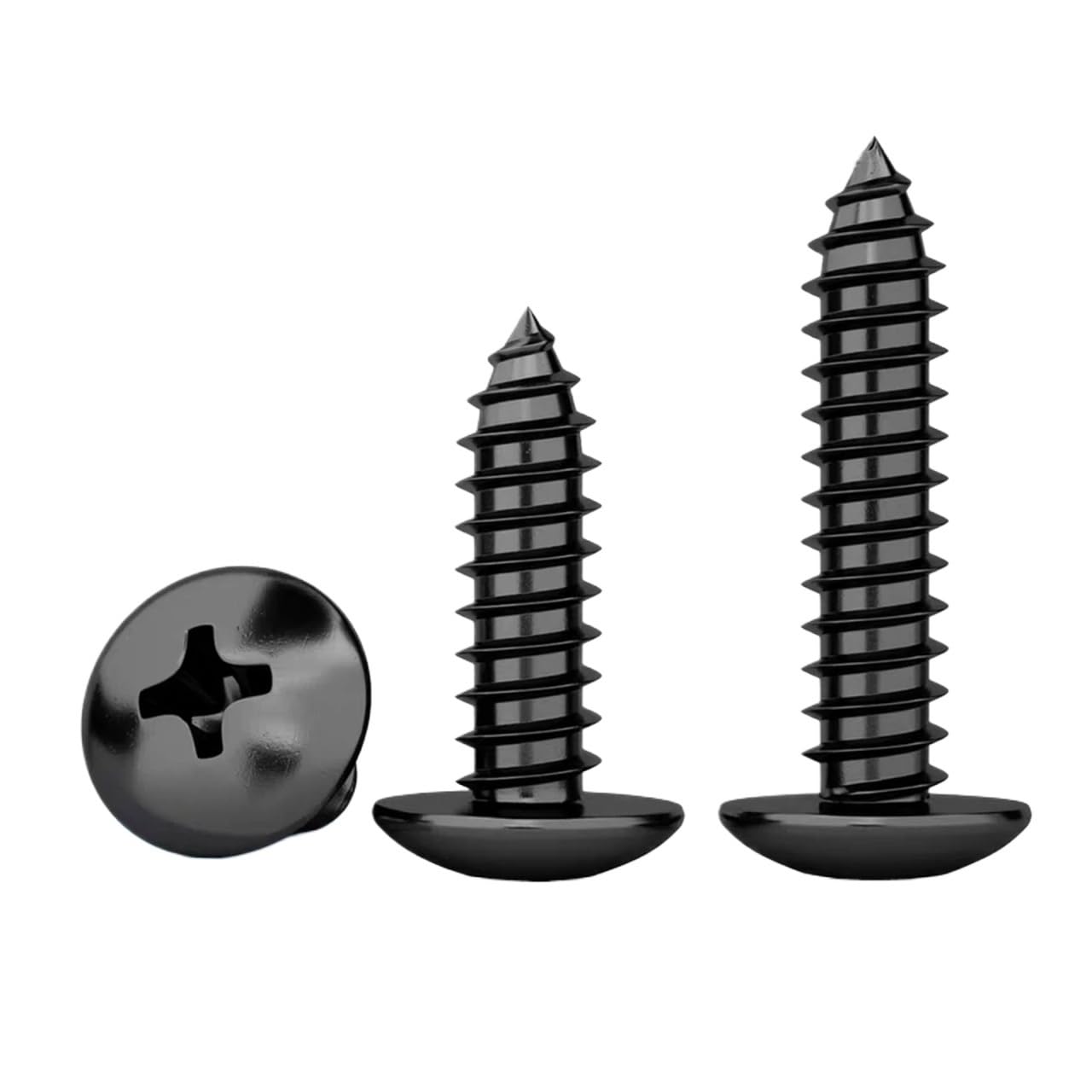 8-80 Pieces of Black Carbon Steel Self-Tapping Cross-Slot Flat-Head and Countersunk Mushroom Heads, M2.3, .6, M3, .5, M4, M5, M6(M3.5x12(50pcs))