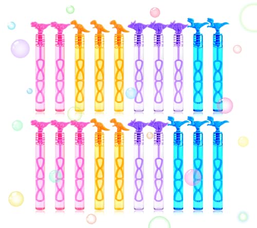 SULOLI 20pcs Dinosaure Bulles de Savon,Mini Tubes de Bulles de Savon-Bâtons à Bulles-Jouets à Bulles pour Anniversaire d'enfant Mariage Halloween Noël et...