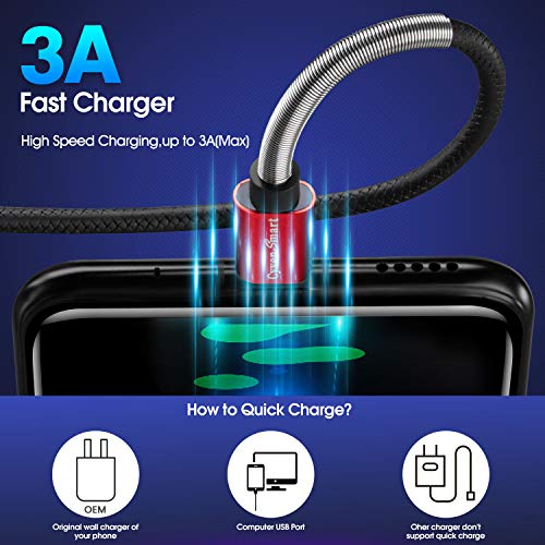 Image of CyvenSmart USB Type C Cable 6ft, [2 Pack] USB A 2.0 to USB-C Fast Charger Durable TPE Cord Compatible with Samsung Galaxy A10 /A20 /A51 /S10 /S9 /S8 Plus /Note 9 /8,LG V50 V40 G8 G7 Thinq-Red