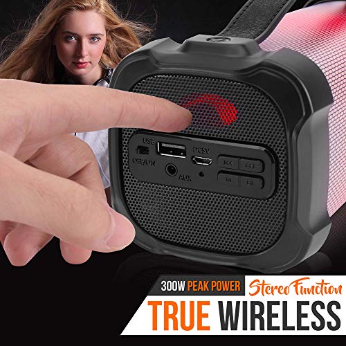 Pyle Wireless Portable Bluetooth Boombox Speaker - 300 Watt Rechargeable Boom Box Speaker Portable Music Barrel Loud Stereo System With Aux Input, Mp3/Usb Port, Fm Radio, 2.5" Tweeter - Pyle Pbmsprg4 #TOP1