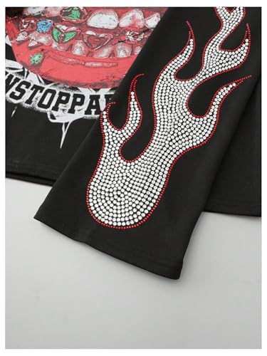 Men's Oversized Graphic Sweatshirt Long Sleeve Crewneck Rhinestone Y2K Pullover Tops Streetwear4