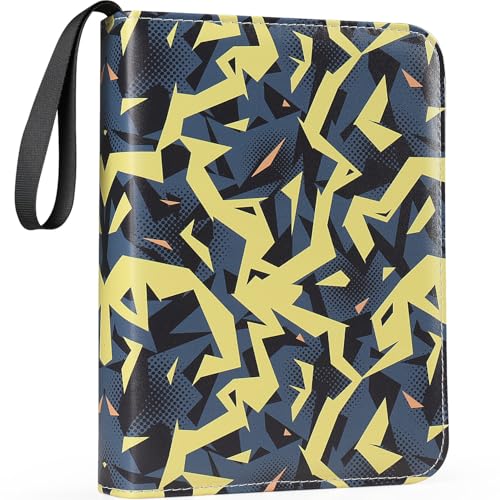 VEELAM 4 Pocket Card Binder, 3-Ring Trading Card Binder with Zipper for 400 Cards Collection, Black Yellow