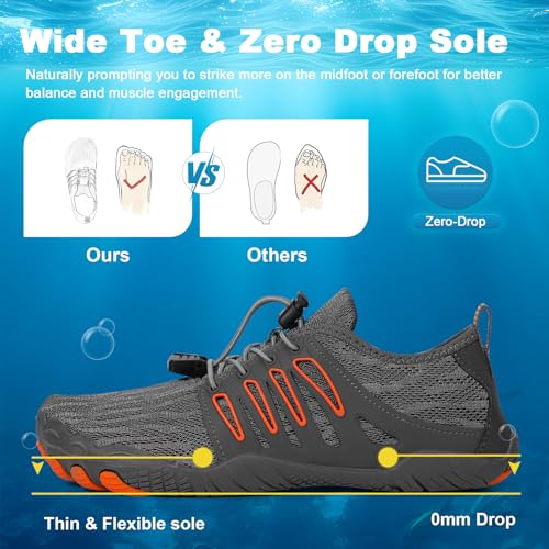 Image of Hike Barefoot Water Shoes for Women Men, Quick-Dry Aqua Footwear Breathable Non-Slip Wide Toe Shoe for Beach Swim River Pool Lake Hiking Kayaking Surfing