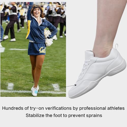 Image of Cheer Shoes for Youth Girls White Cheerleading Athletic Dance Shoes Tennis Sneakers for Competition Sport Training