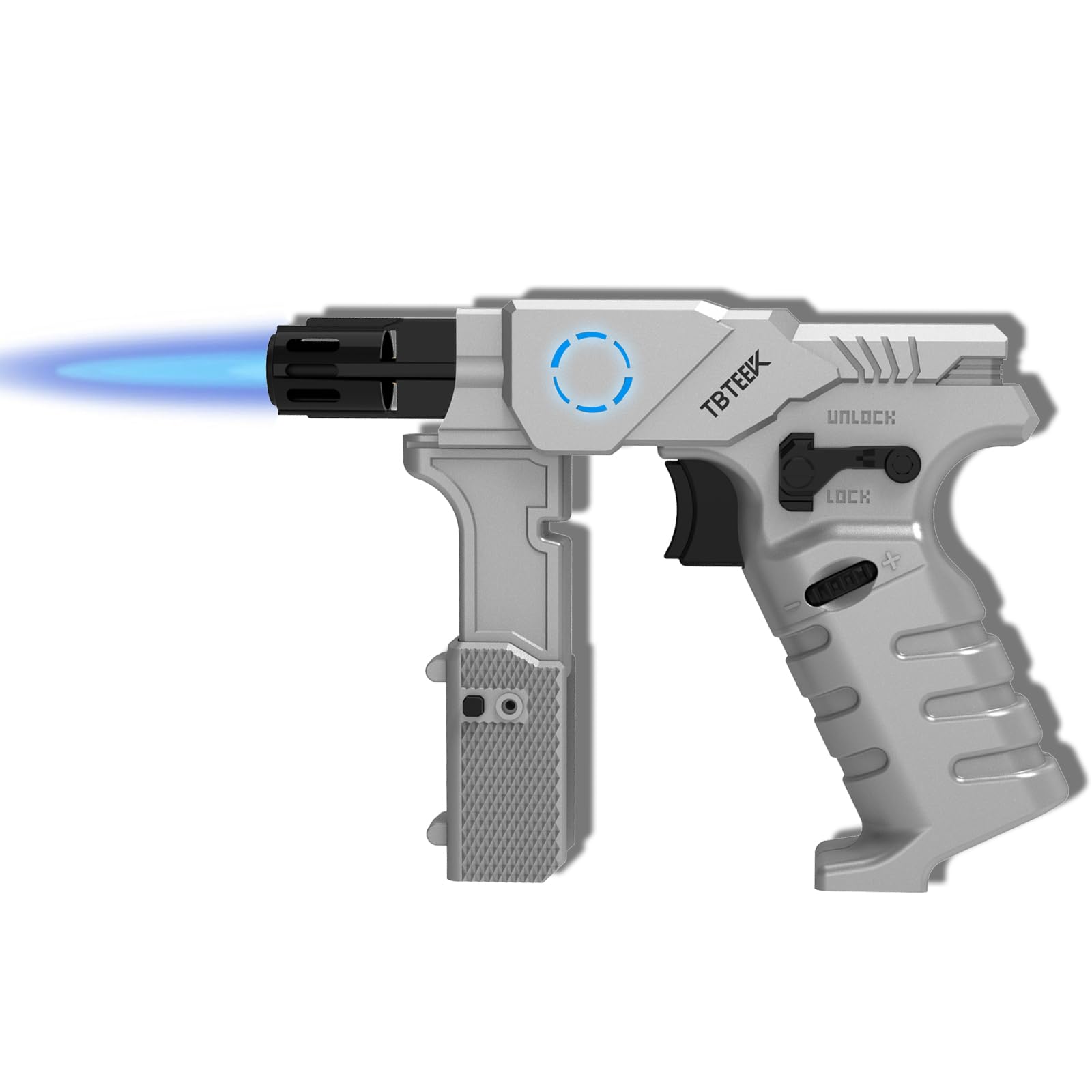 TBTeek Torch Lighter Refillable Butane Torch Lighter with Blue Light Kitchen Blow Torch with Safety Lock Adjustable Flame