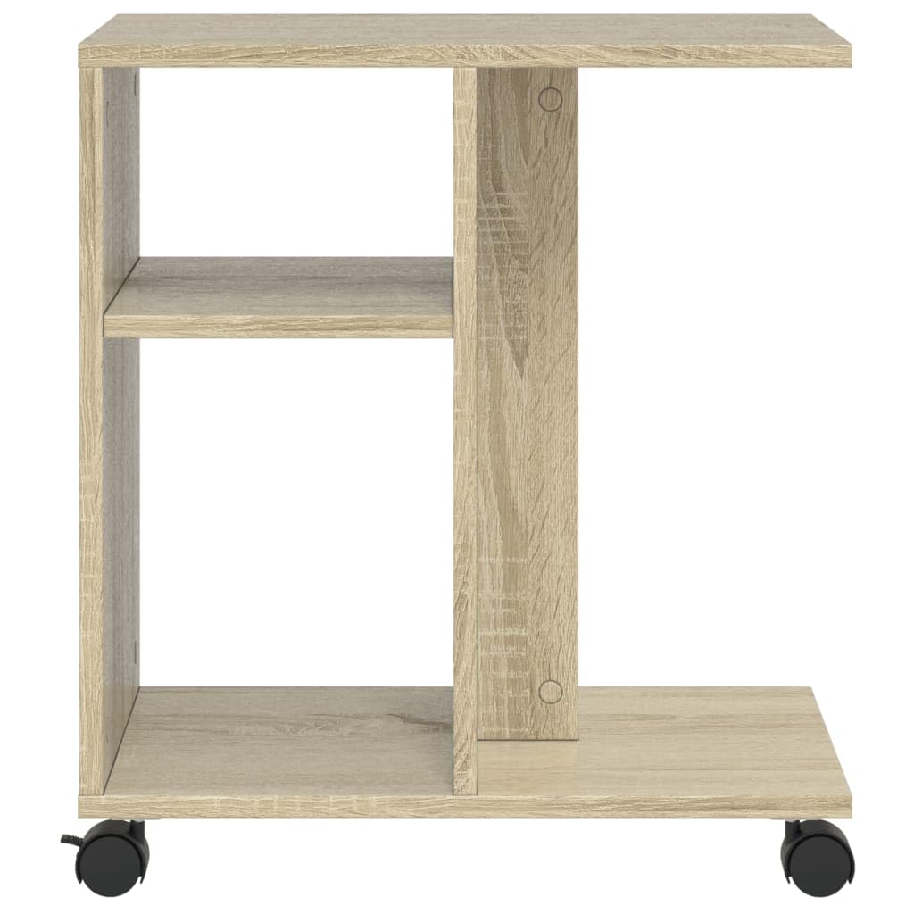 vidaXL tavolino ausiliario con ruote in legno ingegneria Sonoma 50 x 30 x 55 cm, tavolo decorativo