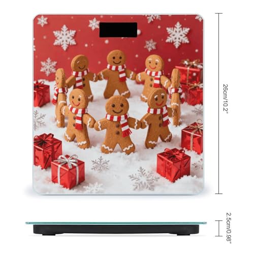 Balanza digital de baño roja con diseño de hombre de jengibre miniatura 2