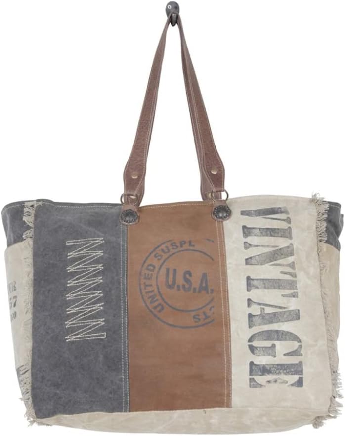 Myra Bag Womens Canvas Purse - Leather and Canvas Bags for Women with Fabric Body, Aesthetic Cloth Handbags for Work, College - Image 5