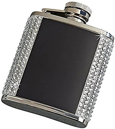 Creative Gifts Crystal Flask W/Black ENG Plates