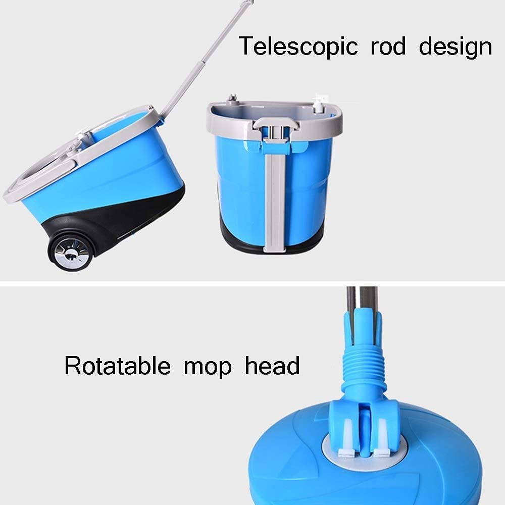 Trapeador Giratorio 360 ​​° Sistema Limpieza del Piso del Cubo Piso Madera el hogar Que Ahorra Trabajo Trapeador Mango Ajustable Acero Inoxidable Sistema Limpieza del Piso del Cubo