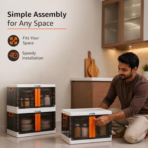 Image of Amazon Basics 3 Units Portable Multipurpose Large Cupboard for Home | Kids Organizer Box for Toys, Almirah for Books & Crockery Unit
