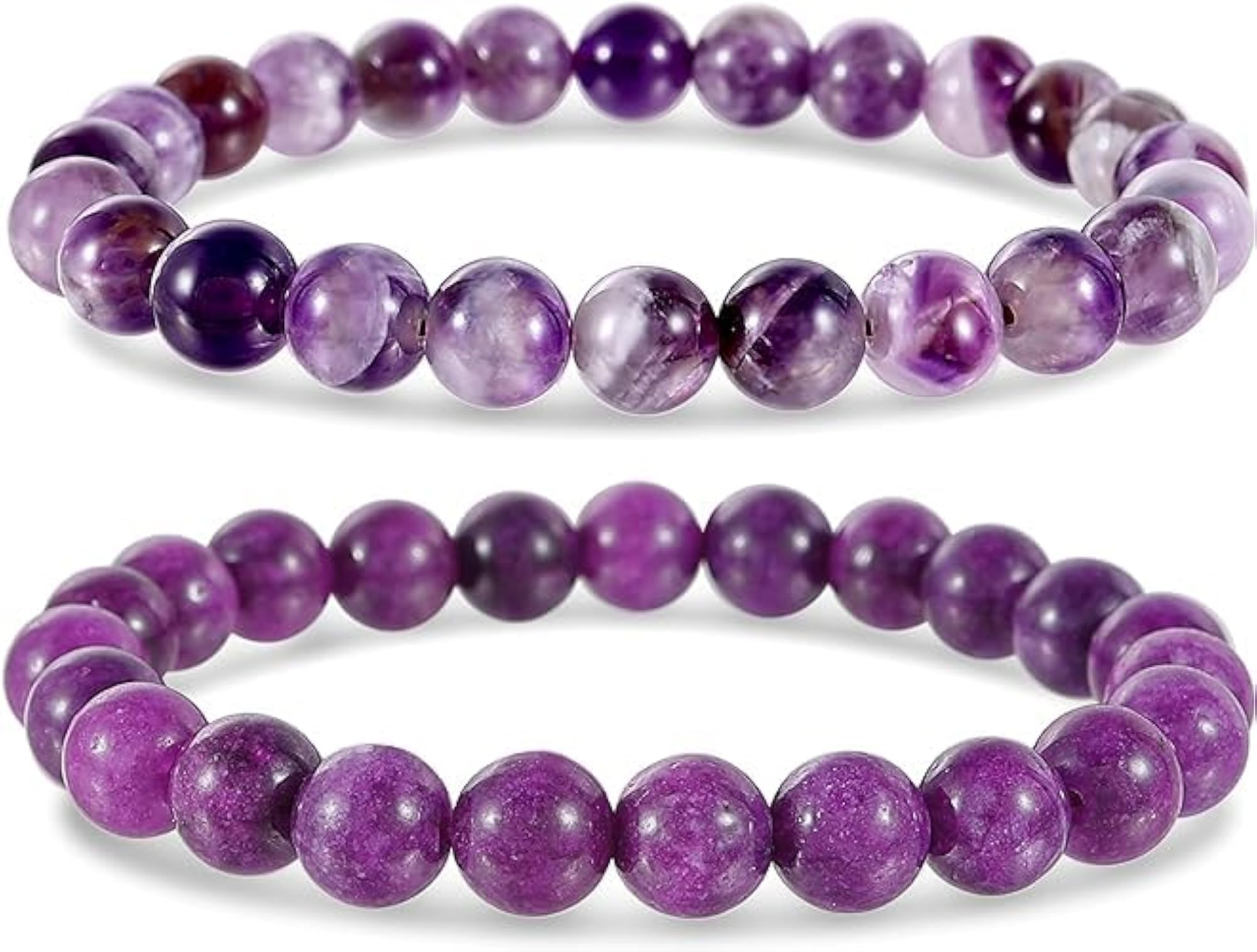 Couples Dogtooth Amethyst & Sugilite Friendship Bracelet Set