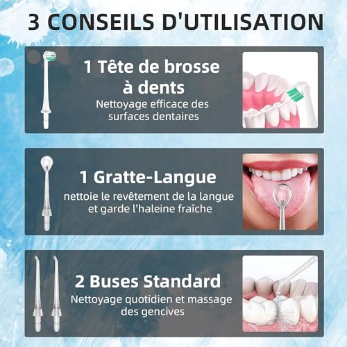 Jet dentaire hydropulseur portable pour eliminer les residus alimentaires tenaces