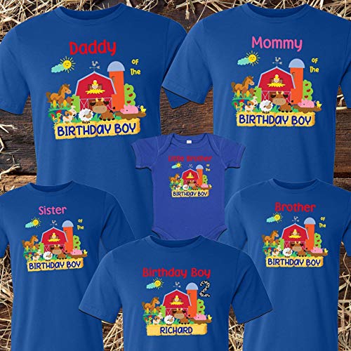Farm Birthday T-Shirts Farm Family Shirts Animals Birthday party Matching Family Cow Tractor Chicken Pig Dog Farm Birthday Shirts Custom Personalized3