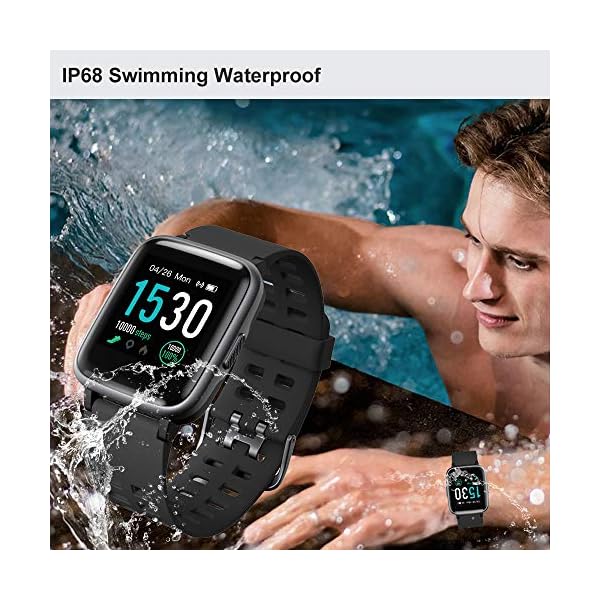 YAMAY Smart Watch for Android and iOS Phone IP68 Waterproof, Fitness Tracker Watch with Heart Rate Monitor Step Sleep Tracker, Smartwatch Compatible with iPhone Samsung, Watch for Men Women