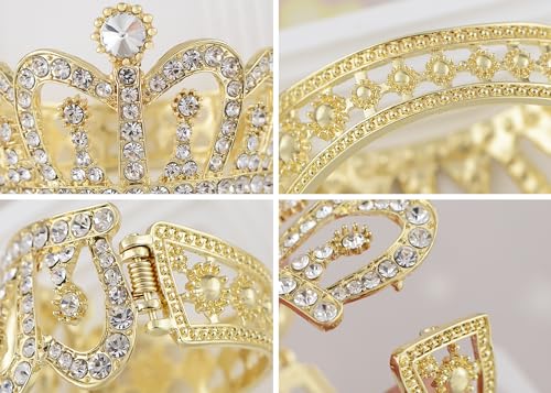 Image of Alilang Women's Sparkly Clear Crystal Rhinestones Crown Tiara Princess Cuff Bracelet