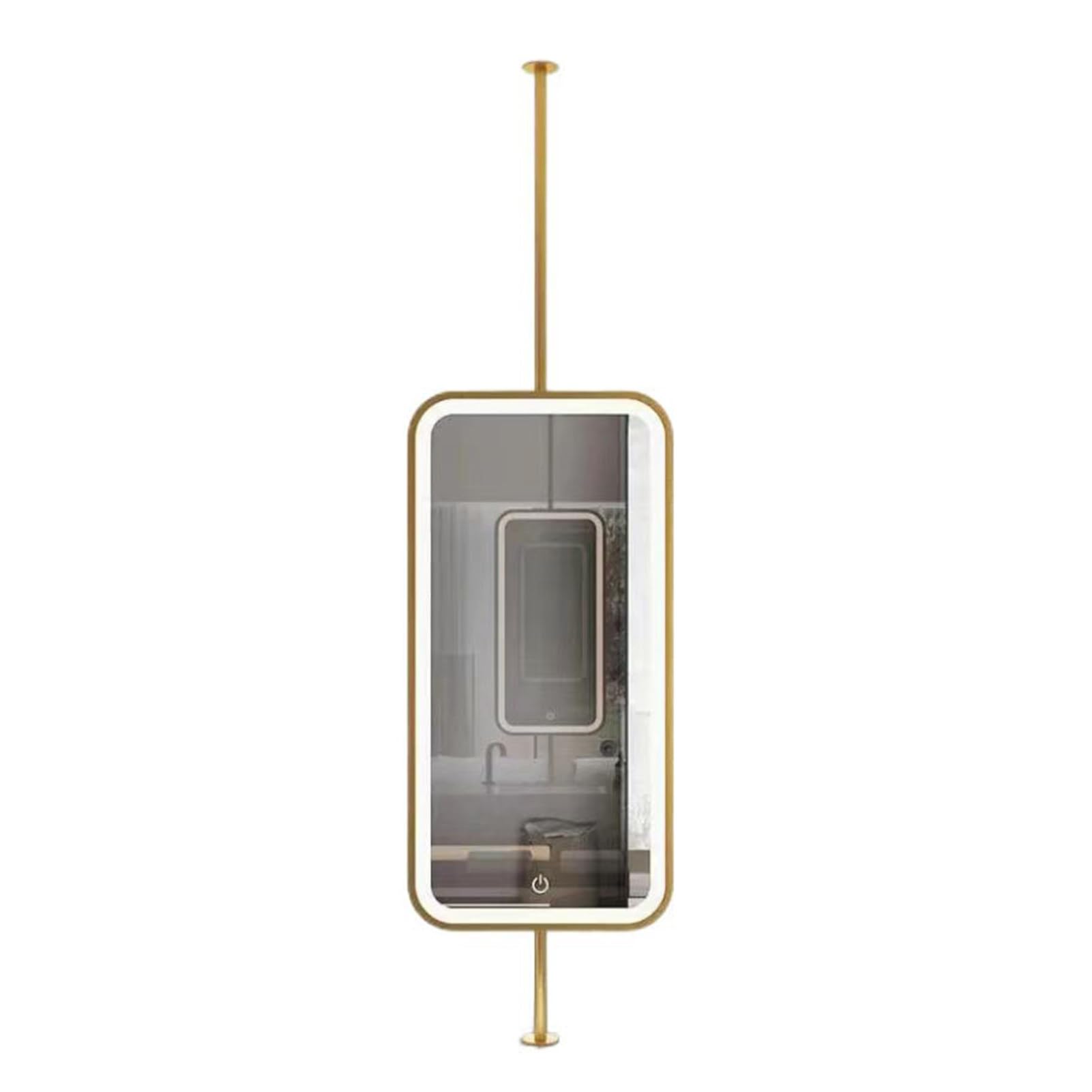 MESOVFCA Hanging Bathroom Vanity Mirror with 3-Color Dimmable LED Light, Wall-Mounted Vanity Mirror for Shaving in Bathroom Vanity(Gold,50x90cm)