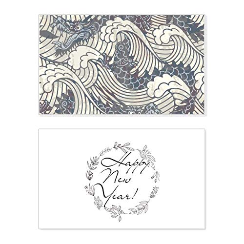 Tarjeta conmemorativa de Año Nuevo con diseño de Dragón Azul Chino