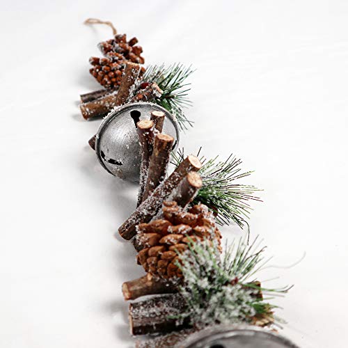 50cm Garland with Silver Jingle Bells Wooden Sticks - Image 3