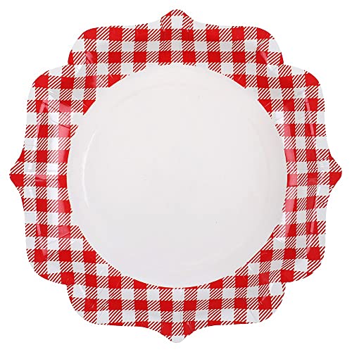 SANTEX 7269-7, Lot de 10 Assiettes A la Campagne Vichy Rouge
