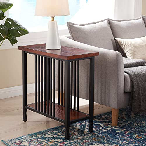 Image of Leick Home Ironcraft End Table, 12 inch, Mission Oak, Black