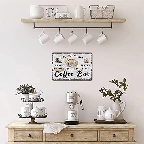 V Vibepy All Over Printed Personalized Coffee Bar Metal Sign, Coffee Metal Sign, Coffee Bar, Coffee Bar Decor 12X16" Metal Sign, Coffee Bar Sign, Coffee Sign, Bar Decor, Welcome Sign (001) #TOP2