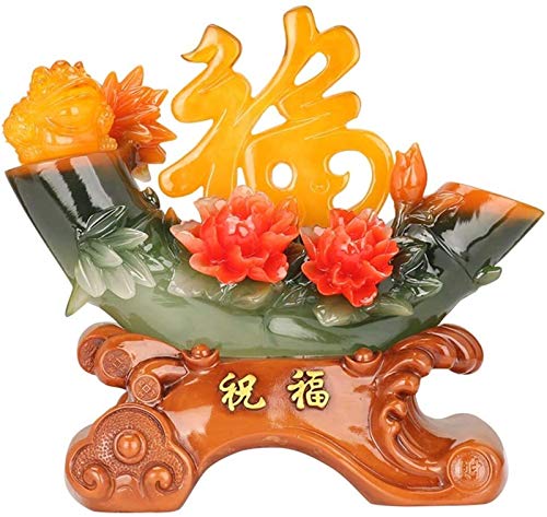Statue Feng Shui de bénédiction et grenouille de fortune aux détails d'or