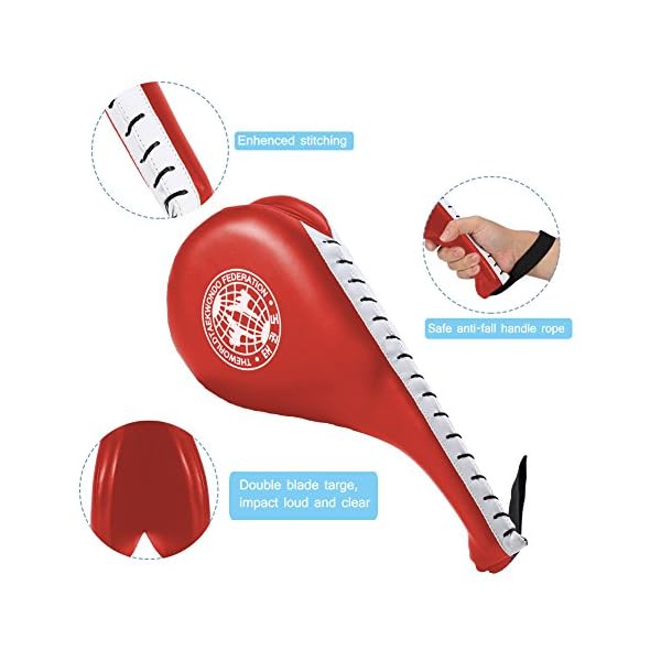 Taekwondo Kick Pad, Pack of 2 Taekwondo Durable Kick Pad Target Tae Kwon Do Karate Kickboxing Training (Red) Taekwondo Sparring Gear Tae Kwon Do Hand Slap Pads