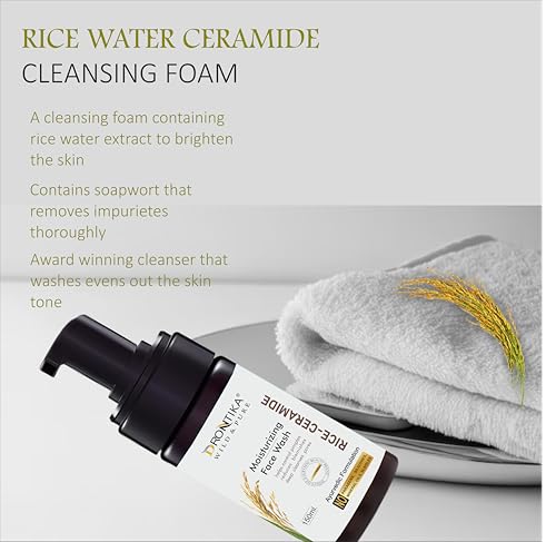 Image of Drontika Wild & Pure Rice Ceramide Foaming Face Wash - 100% Natural Brightening Cleanser for Smooth, Hydrated & Even-Toned Skin - Gentle, Sulfate-Free - 300ml