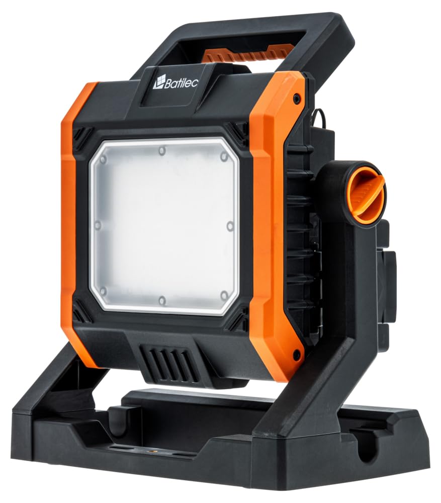 BATILEC - Baustrahler 4000 Lumen + 5 Adapter 18-20V kompatibel für Black & Decker, Bosch, Dewalt, Makita, Metabo, Milwaukee und Stanley Akku - IP65