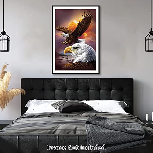 Canvas Wall Art For Living Room Eagle Flying Abstract Oil Painting On Canvas Unframe Decoration Wild Animal Prints Home Decoration For Wall Decor Bedroom Porch Office Home Decor 16X24Inch #TOP3