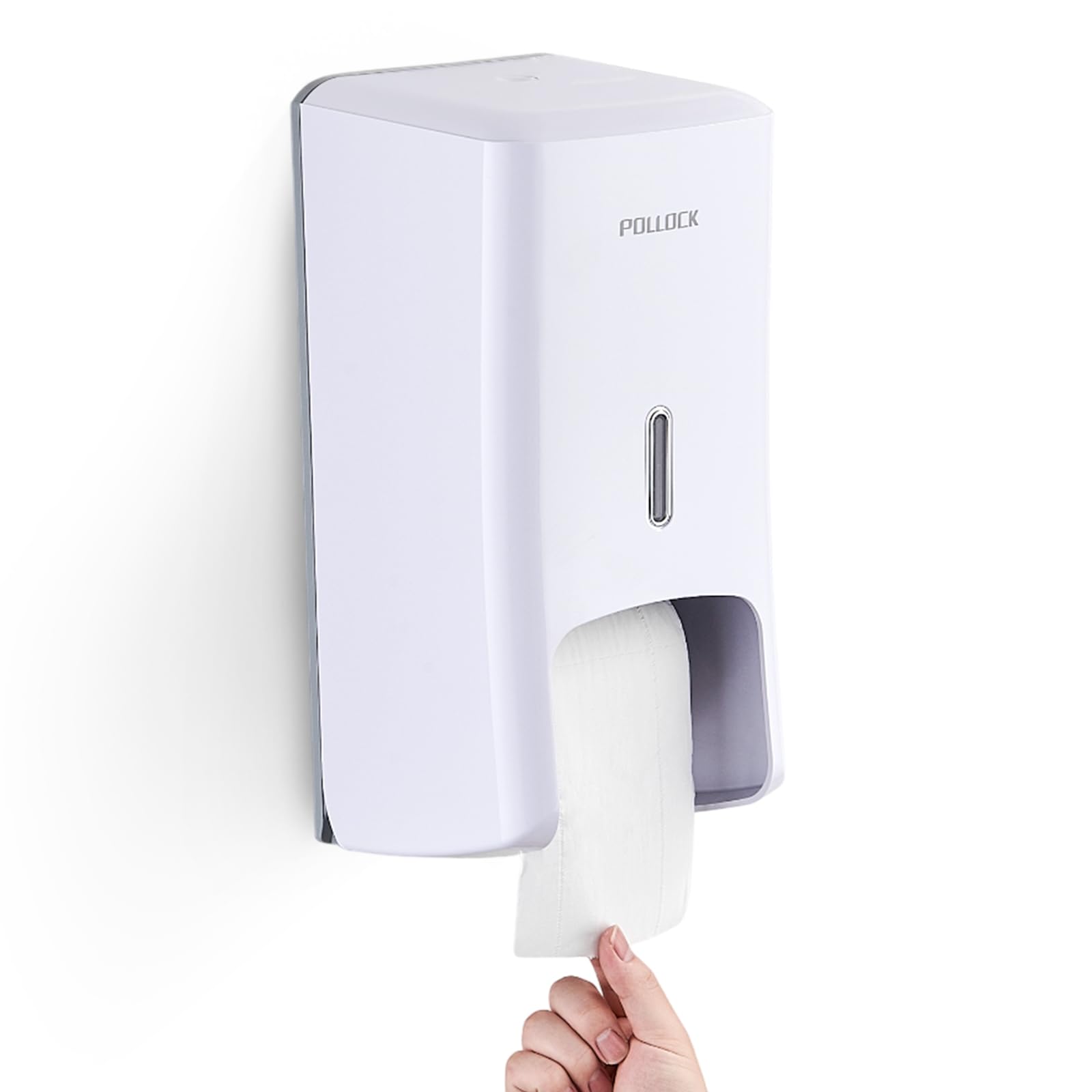 Pollock Dispensador de Doble Rollo de Papel Higiénico, Montaje en Pared, Gran Capacidad, Blanco