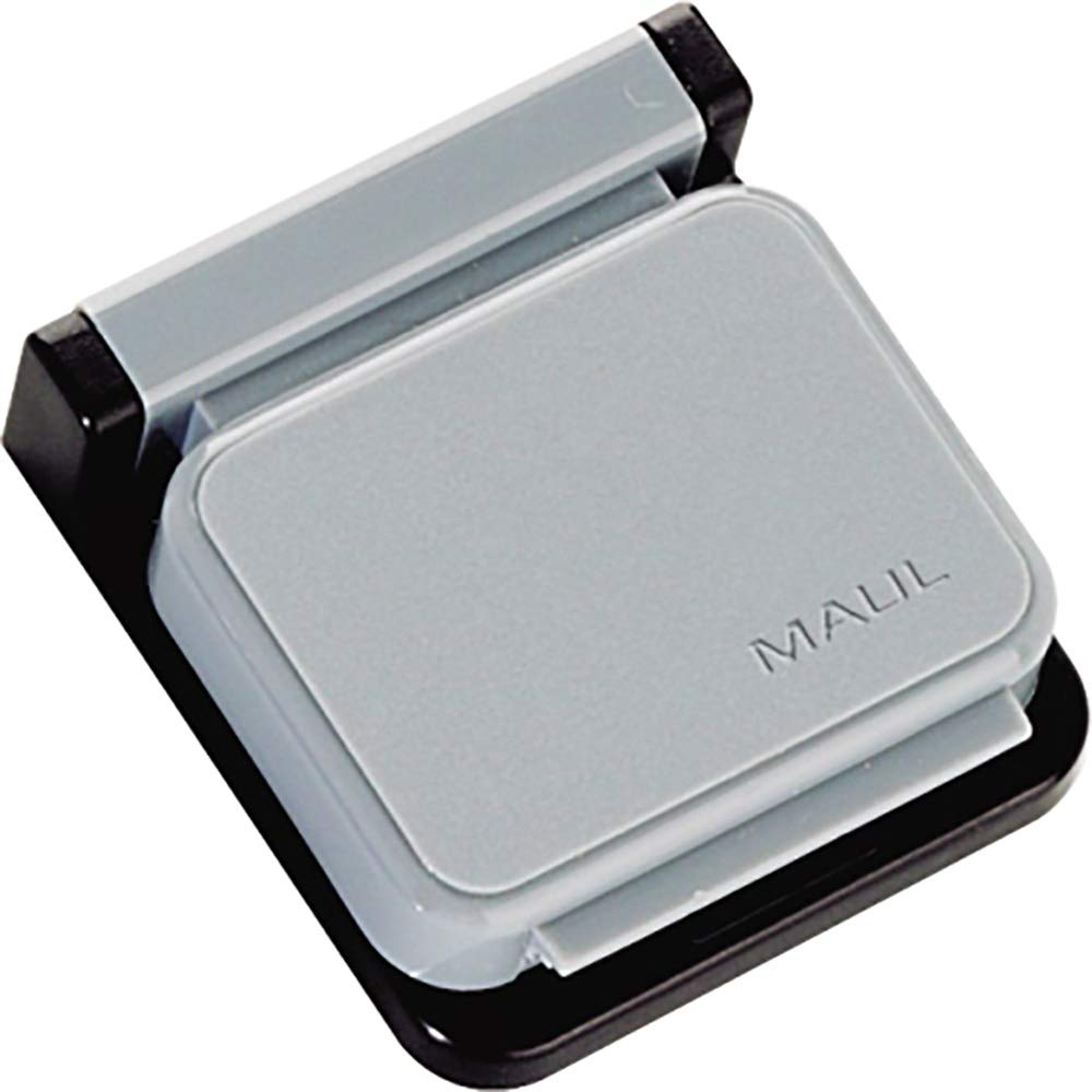 MAUL Magnetic Clip S, Automatic Magnetic snap-Shut System, self-Adhesive, 36 x 40 x 12 mm, Grey, 10 Pieces