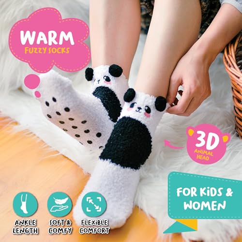Image of POPCRAZE Novelty Fuzzy Animal Socks Plush Cozy Crew Slipper