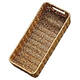 TOYANDONA Cesta Organizadora Tejida de Ratán Sintético con Asas Dobles Almacenaje para Baño y Escritorio Cesta Decorativa Resistente de Color Marrón