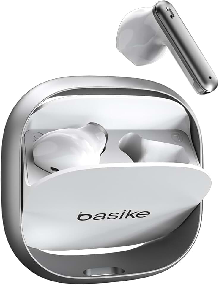 Fone de Ouvido Bluetooth TWS Basike G20-H Estéreo, Toque Sensível, 6h de Música, Bateria Recarregável, Bluetooth 5.4 (Branco)