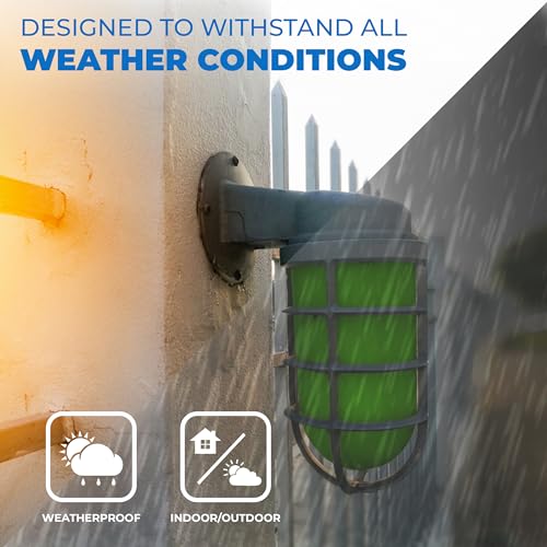 Image of OHLECTRIC Green Replacement Weather Tight Light Fixture - Threaded Bulb Cover - Sturdy Clear Glass Protectant - Frosted Globe Shade - Outdoor Vapor Proof Fixture