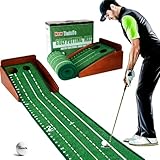 TiwisiTe Putting Green Indoor, Putting Mat with Automatic Ball Return - Solid Wood Structure No Humping, Suitable for Home, Office and Outdoor Play - Ideal Golf Gift for Men and Women