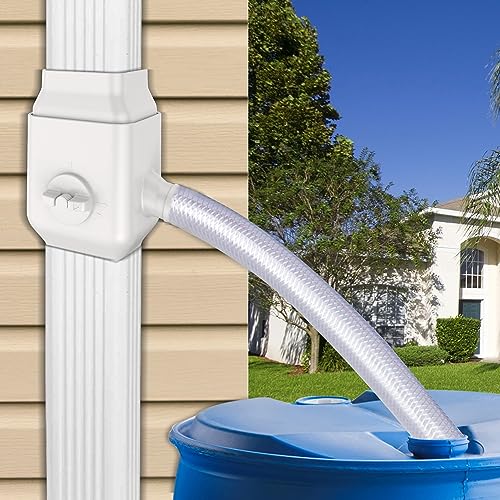 Prestantious Gutter Downspout Diverter Fits for 2"x3" Standard Downspout, Rainwater Collection System with Adjustable Valve, Rainwater Diverter to Direct Water into Rain Barrel, 4ft. 1-1/4” Hose