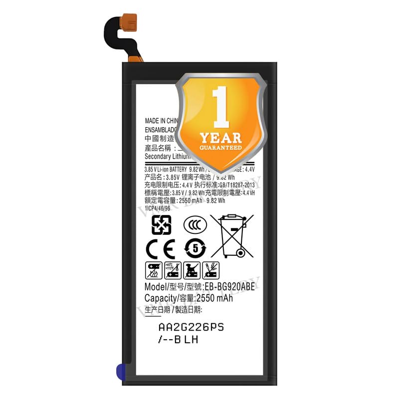Image of Original EB-BG920ABE Battery Compatible for Samsung Galaxy S6 (SM-G920F, SM-G920I) | S6 Duos (SM-G920) - (2550mAh) - 1 Year Warranty K7