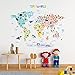 DECOWALL DLT-1615 Animal World Map Kids Wall Decals Peel and Stick Removable Wall Stickers for Kids Nursery Bedroom Living Room (XLarge)