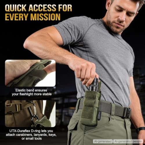 Image of OneTigris Flashlight Holster Flashlight Holder Molle Flashlight Holster Tactical Flashlight Pouch Holder for Belt 1000D Cordura Nylon