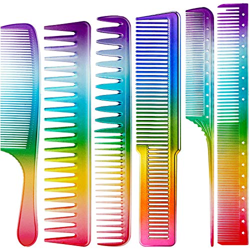 6 Pieces Rainbow Hair Comb Rainbow Color Hair Dressing Comb Fine Teeth Hair Combs Rat Tail Hair Combs Hair Cutting Comb for Salon Hair Care Hairdressing Styling Tools Accessories 6 Pieces Rainbow Hair Comb Rainbow Color Hair Dressing Comb Fine Teeth Hair Combs Rat Tail Hair Combs Hair Cutting Comb for Salon Hair Care Hairdressing Styling Tools Accessories