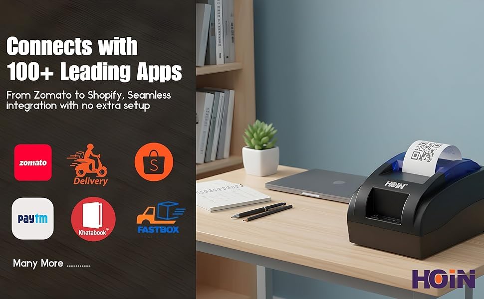 Original HOIN™ Kiosk Receipt/POS Bill Printing Support 58mm BIS Certified USB Thermal Printer. (1 Year Warranty). No Bluetooth. 1