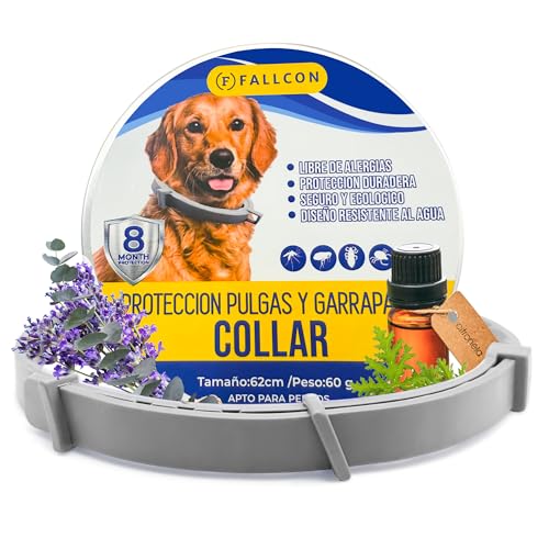 Collar Antiparasitos Perros Natural Repelente Frente a Pulgas,Garrapatas y Mosquitos,Tamaño Ajustable e Impermeable para Mascota Pequeño Mediano Grandes
