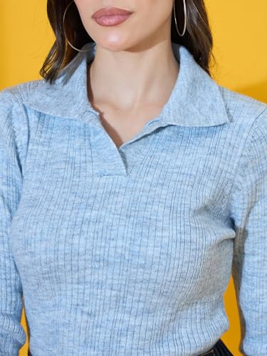 Image of 98 Degree North Women Spread Collar Sweater-G1577-BLACK