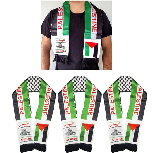 JCAKES Palestine Flag Scarf,Palestine Flag Shawl Sash Stole Wraps Scraf,Double Side Scarf Palestine Satin Scarf (6 PCS)2