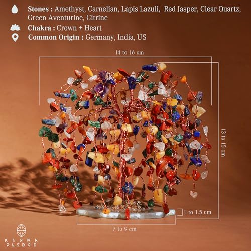 image for KARMAPLEDGE 7 Chakra Healing Crystal Tree of Life, Home and Office Des